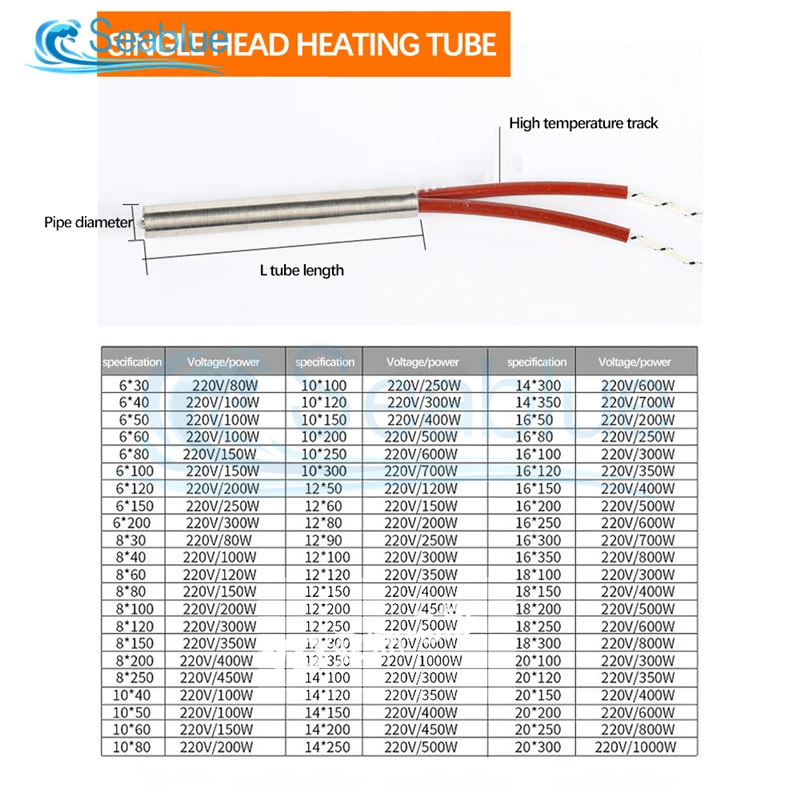 1Pcs 220V 100W 120W Electric Cartridge Heater Element 6/8/10mm*40mm Tube Diameter Stainless Steel Tubular Heating Element