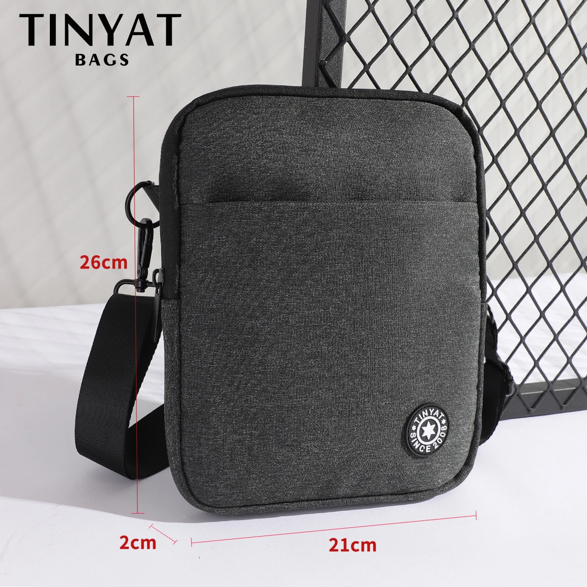 TINYTA-Bolsos de hombro para hombre, bandoleras ligeras e impermeables para iPad de 9,7 pulgadas, bolso cruzado informal de lona negra