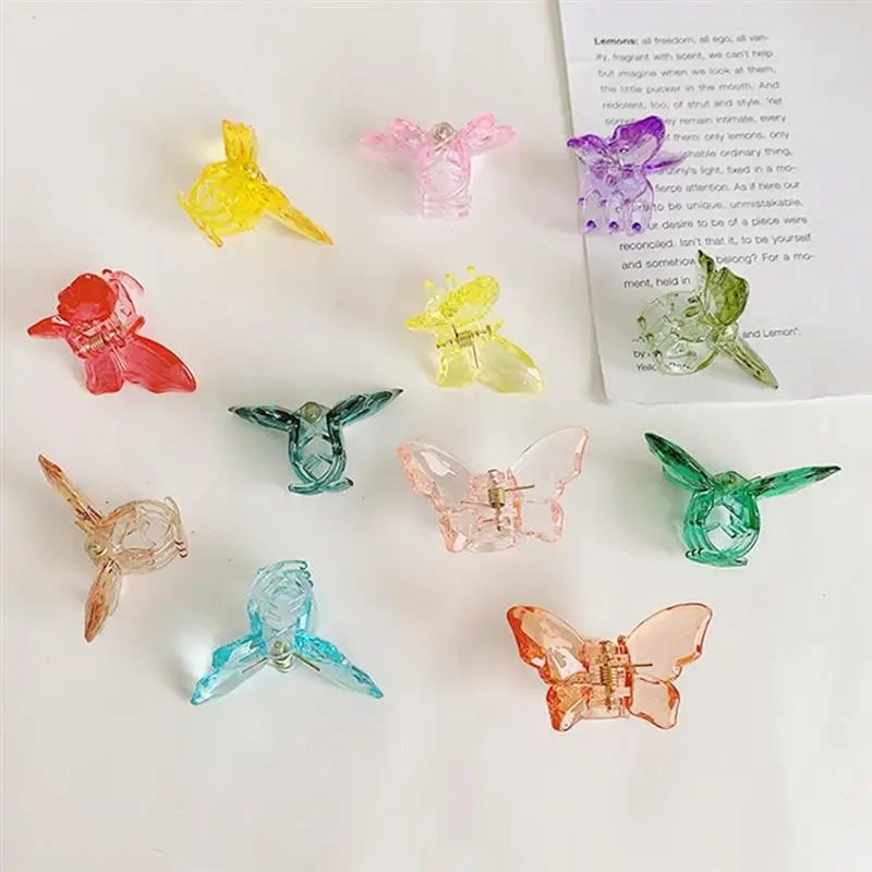 1pc Solid Color Women Girls Butterfly Decor Hair Clip Creative Cute Hair Catch Barrette Hair Jaw Clip Hair Accessories For Party