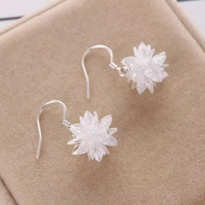 Earrings 2021 Trend Ice Flower Fairy Grunge New Pattern Snowflake Crystal Temperament Long Hanging Earrings Jewelry-Accessories