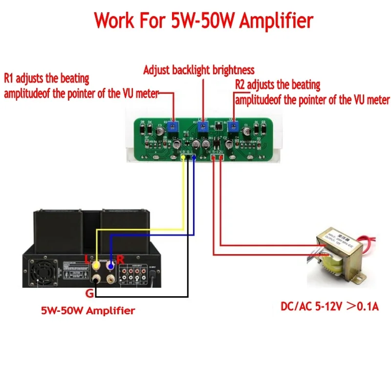 لوحة مكبر صوت ستيريو, مزدوج مؤشر VU متر مكبر صوت ستيريو لوحة DB مستوى الصوت مقياس إضاءة خلفية قابلة للتعديل مع سائق