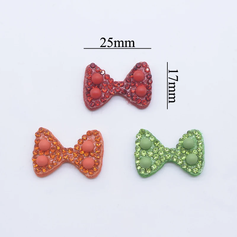 20Pcs 25mm Colorful Scrapbooking for Clothes Bow Tie Patches Rhinestone DIY Headwear Hair Clips Decor Appliques Accessories