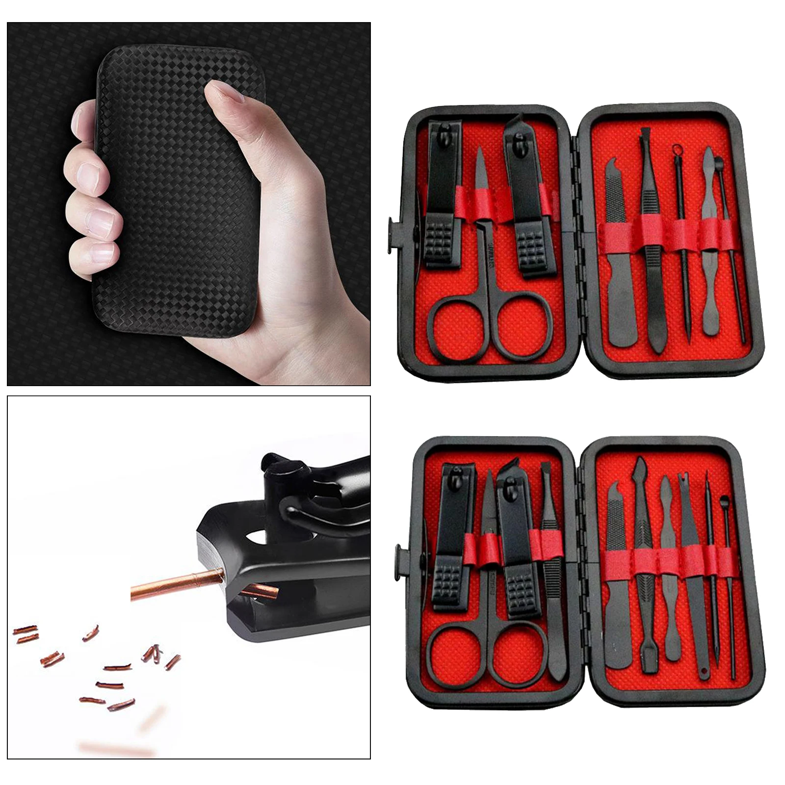 Coupe-ongles en acier inoxydable pour hommes et femmes, Kit d'outils de manucure avec récipient en cuir