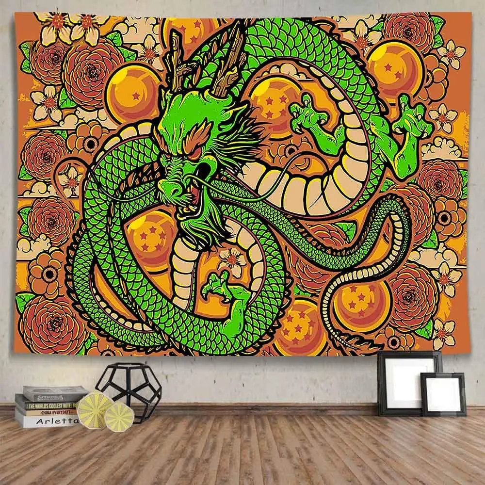 Japanese Dragon Ukiyo-e Trippy Fantasy Monsters Magical World Wall Anime Movie  Tapestry for Living Room Bedroom Decoration