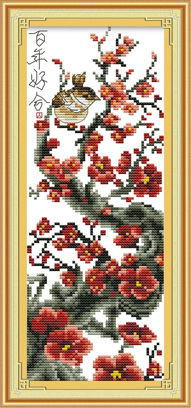 Bird couple cross stitch kit 14ct 11ct count print x stitching embroidery DIY handmade needlework plus