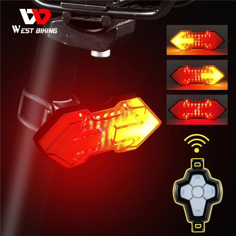 Wireless Remote Turn Signal Bicycle Light MTB Direction Indicator Smart LED Bike Taillight USB Rechargeable Cycling Rear Lamp