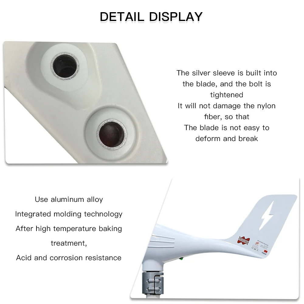 Imagem -05 - Low Velocidade Wind Turbine Generator Led Luz Indicadora Mppt Controlador de Carga ou Lâminas 12 m s 600w 12v 24v