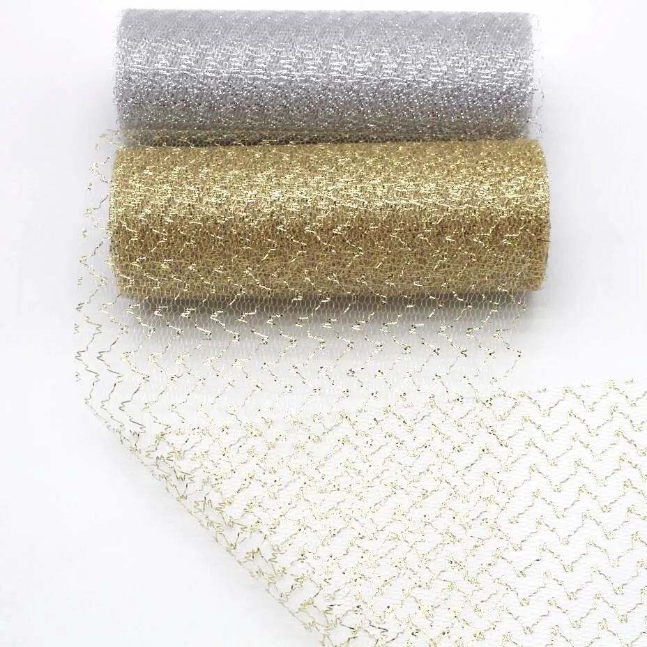 New 15cm gold and silver ribbon 10 yards mesh yarn/chiffon DIY crafts peng peng skirt festival decoration