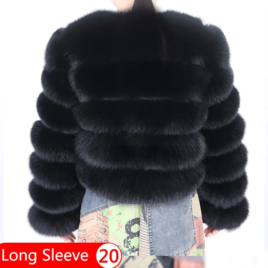 Winter women 100% Real Fox Fur Short Coat Natural Raccoon Fur 60cm Long Sleeve  women fur Jacket Cold proof Clothes In Promotion