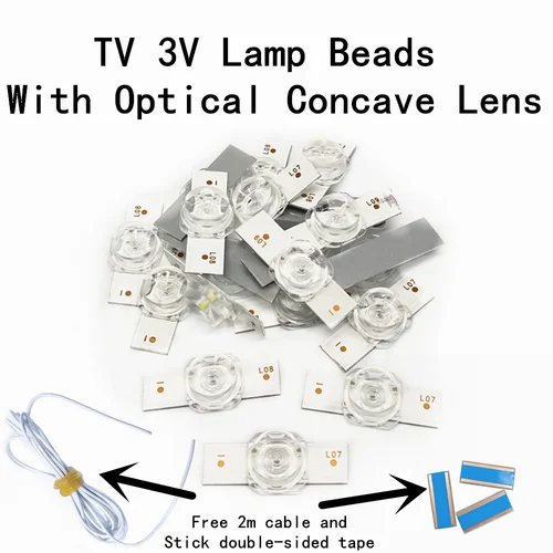 Imagen 2 del producto Tira de luces LED, cuentas de lámpara de retroiluminación LED, cuentas de lámpara SMD de 3V/6V con filtro de lente óptica para reparación de TV LED de 32-65 pulgadas, nuevo