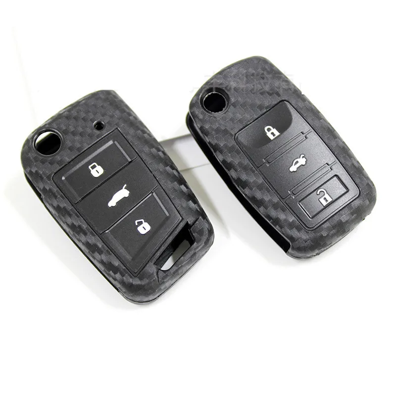 

Silicone Car Key Case For Volkswagen Polo Golf Passat Beetle Caddy T5 Up Eos Tiguan Skoda A5 SEAT Leon Altea Flip Remote Cover