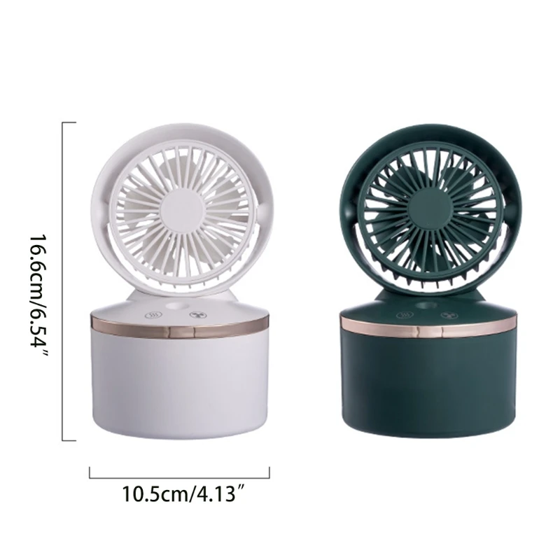 Ventilador de nebulización de 3 velocidades con humidificador, ventilador de escritorio de 2000mAh, recargable por USB, aire acondicionado para el hogar, oficina, habitación al aire libre