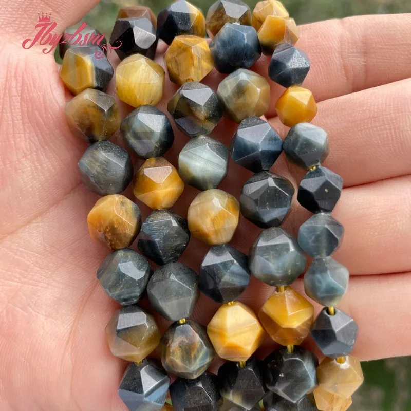 Natural Tiger's Eye mixcolor Faceted Square Stone Beads 8/10mm For DIY Necklace Bracelet Jewelry Making Strand 15