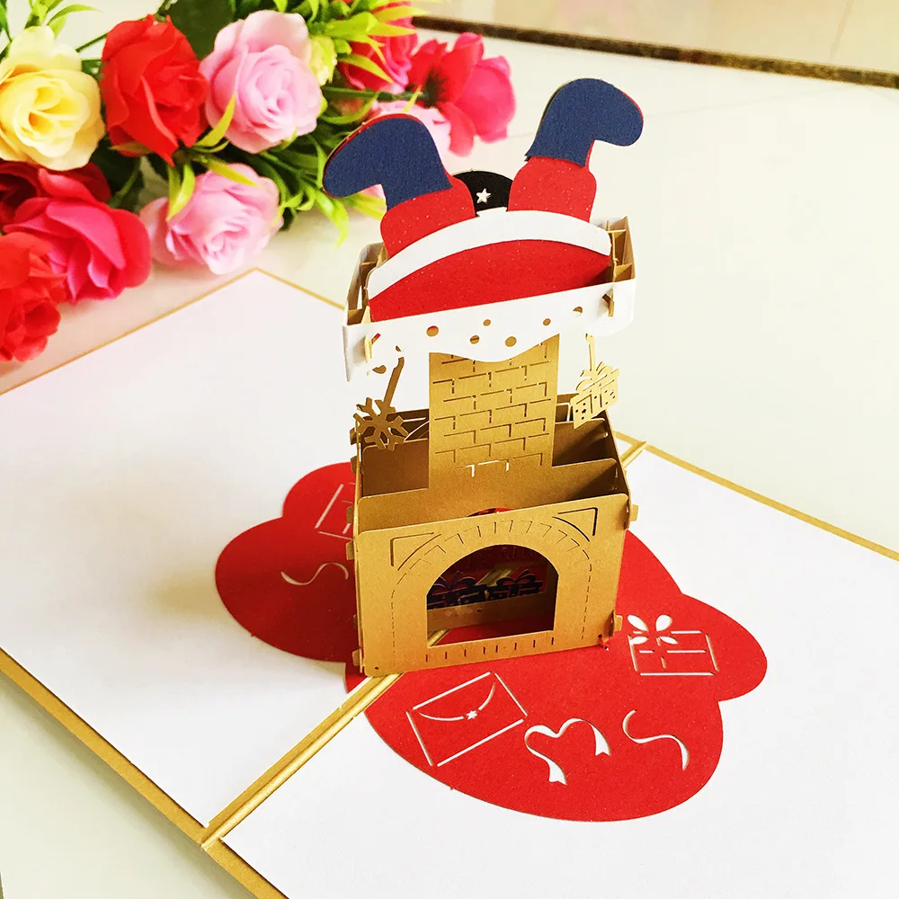 Neue 3D Pop-Up Weihnachtskarten Weihnachtsmann-Einladungskarte Partykarte Kindergeschenke Neujahrs-Dankeskarte Feiertagsgeschenk Postkarte – Detail 22