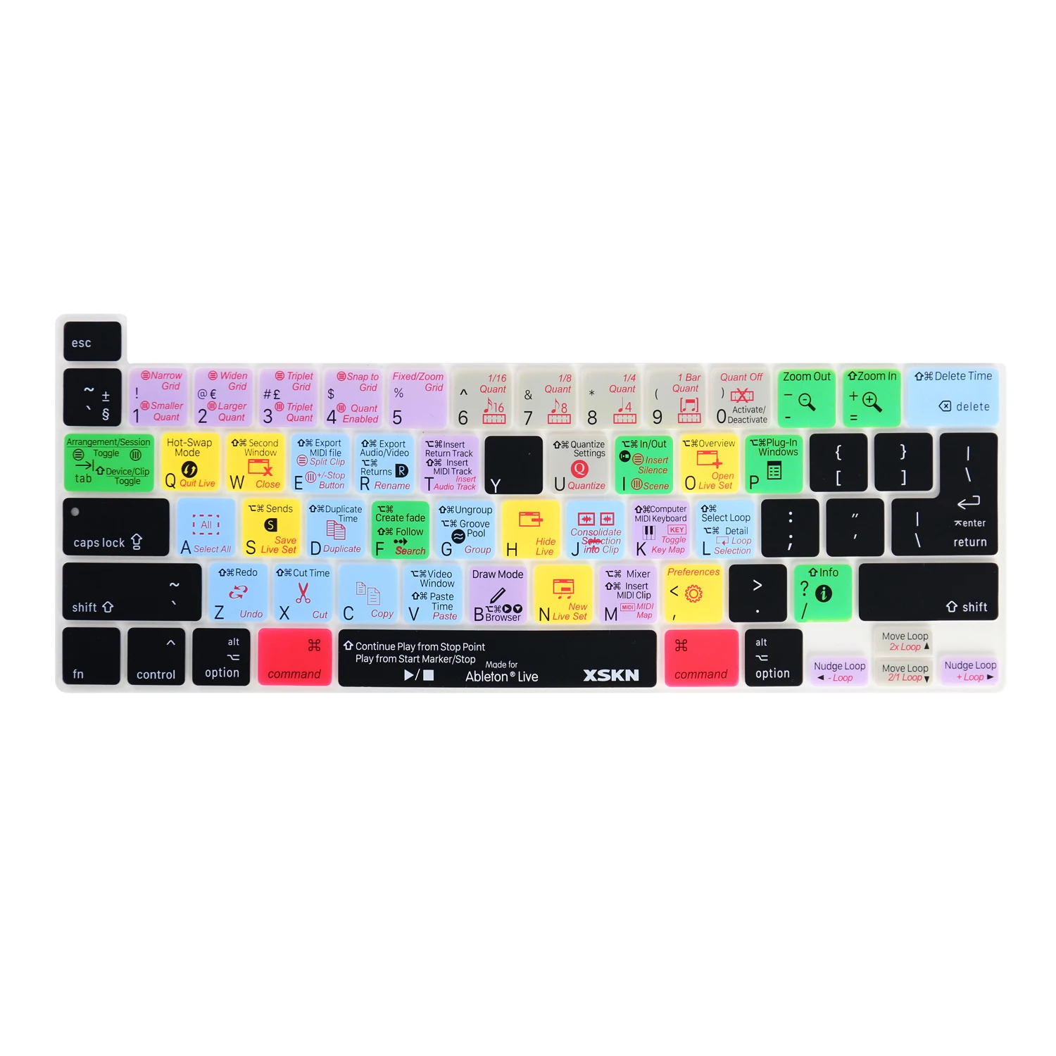 

XSKN Ableton Live Shortcuts Keyboard Cover Skin for 2019 New MacBook Pro 16 inch Touch Bar A2141 US and EU Version