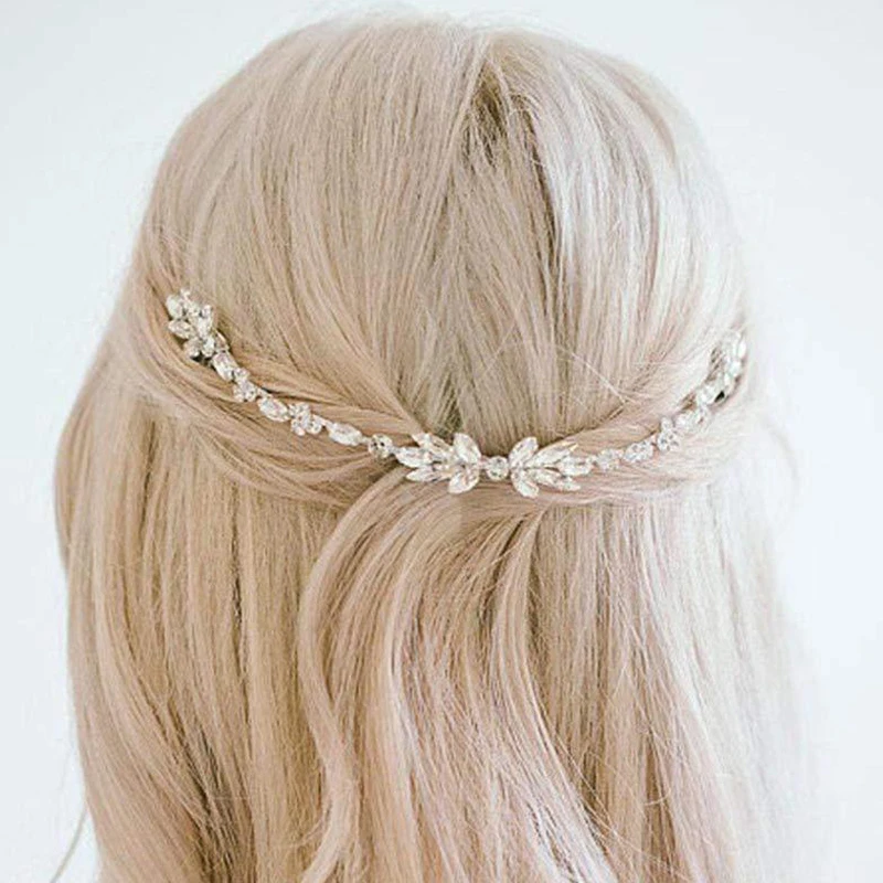 gold silver color luxury crystal bride headpiece rhinestone bridal hair comb for women headband wedding hair accessories