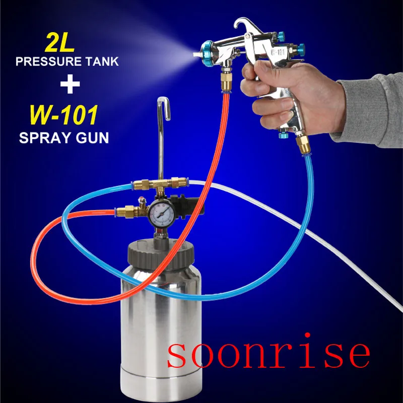 Sprayer Equipment Pressure Tank and Spray Gun Assembly Set W101 Gun and 2 Liter Tank System