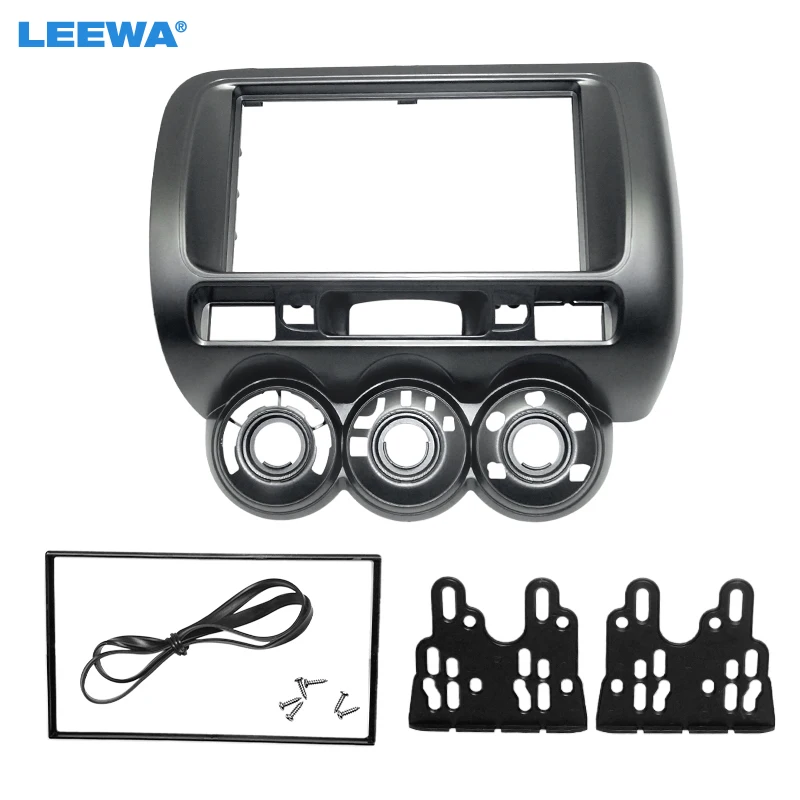 

LEEWA Car 2Din Audio Radio Fascia For HONDA Fit Jazz (LHD/RHD)2002-2008 Stereo DVD Radio Dash Mount Installation Face Frame