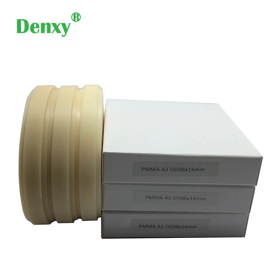 Denxy-bloques de PMMA dentales de 5 piezas, discos de fresado de Pmma, laboratorio de Material Dental para hacer restauraciones dentales de puente