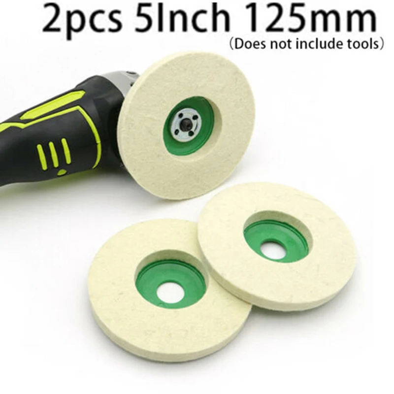 2PCS 125mm Wool Felt Polishing Wheel Buffing Pad 5Inch Polishing Disc Polisher For Metal Marble Glass Rotary Abrasive Tools