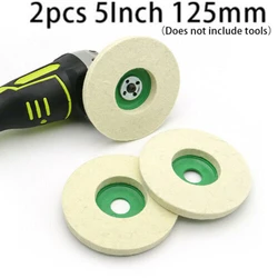2Pcs 125mm Wool Felt Polishing Wheel Buffing Pad 5Inch Polishing Disc Polisher For Metal Marble Glass Rotary Abrasive Tools