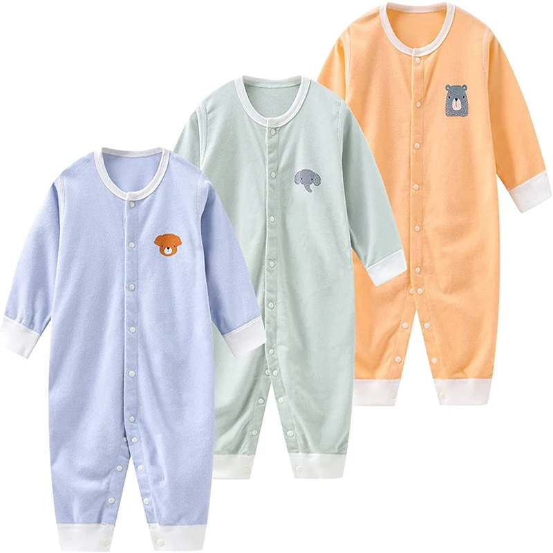 3PCS Baby Girl Clothes Set Cotton Newborn Unisex Baby Boy Clothes Cartoon Active Pajamas One-Pieces Print Autumn Ropa Bebe