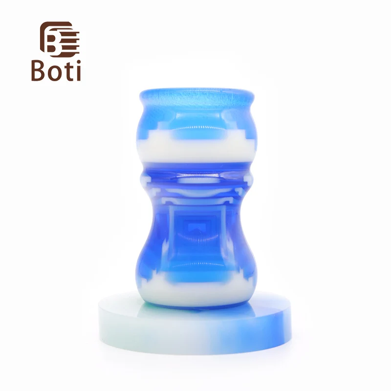 Boti – poignée de brosse à barbe, couleur bleue et blanche, fait à la main, pour le nettoyage quotidien