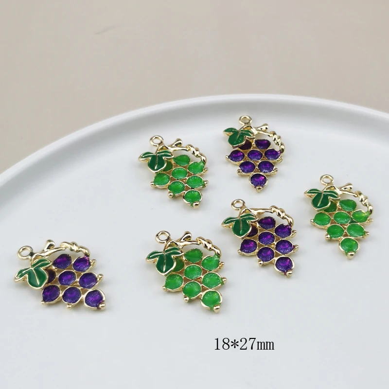 MuhNa 10pcs Enamel Cute Grape Fruit Charms Pendant DIY Decoration Pendants For Necklace Keychains Bracelet Jewelry Accessories