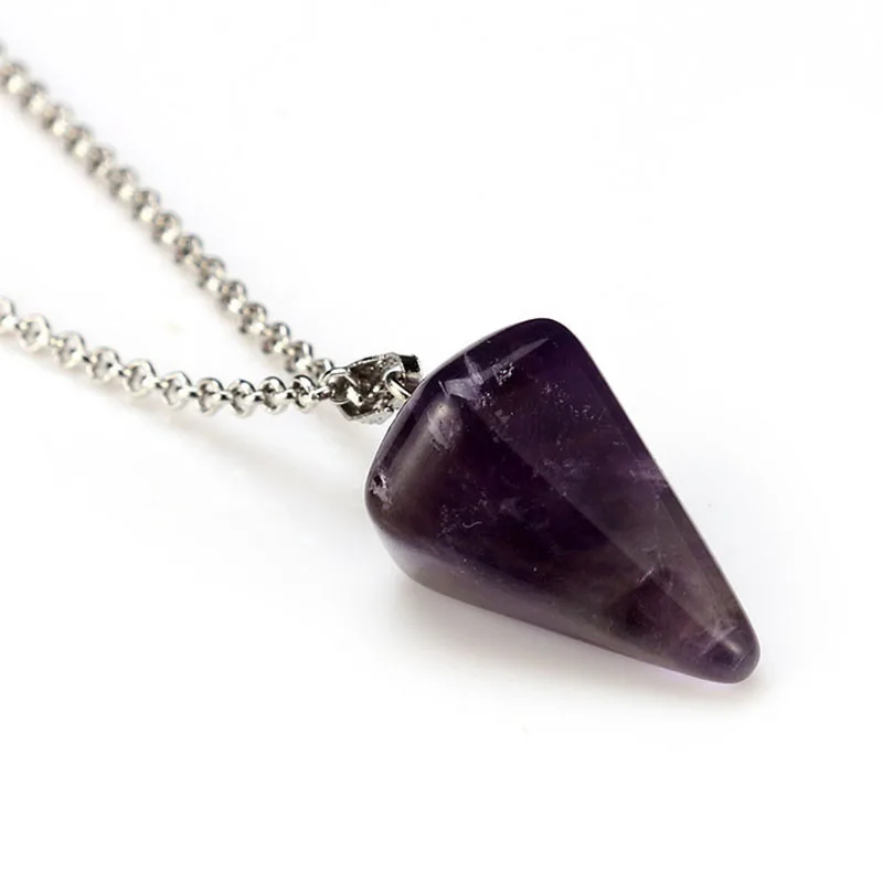 Healing Pendulum for Divination Purple Quartz Pendulums Biolocation Natural Gem Stone Reiki Crystals Pendulos Pendant