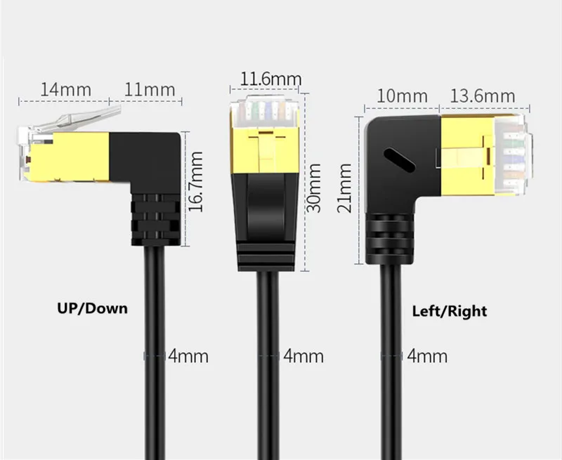 Cienki kabel Ethernet RJ45 Cat7 6 Lan Ultra cienki kabel UTP kabel sieciowy RJ45 do kompatybilnego z Cat6 kabla Patch 90 stopni kąt prosty