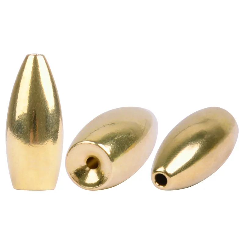 30pcs Bullet Shape Brass Texas rig fishing sinker 3.5g 5g 7g 10g worm Sinkers Weights for Bass lure Fishing Accessories