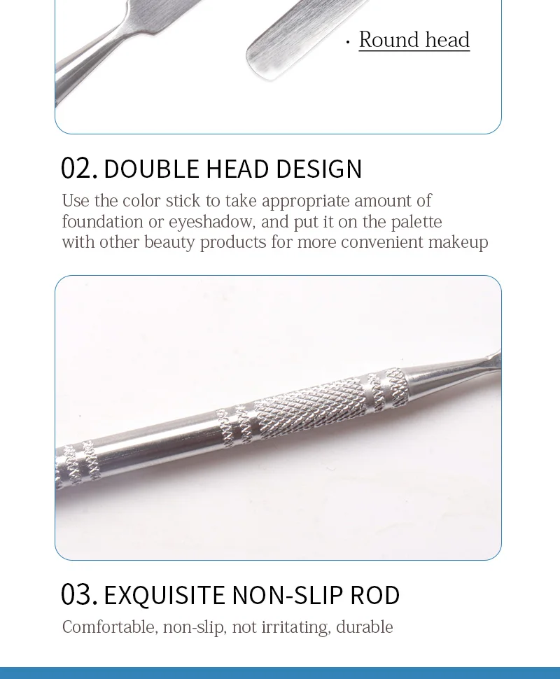 NEUER Stil Edelstahl-Nagelhautschieber, Nagelkunst-Rührspatel, Polierpulver-Mischspatel, Farbtonstäbe, Maniküre-Entferner, Make-up-Werkzeuge – Detail 6