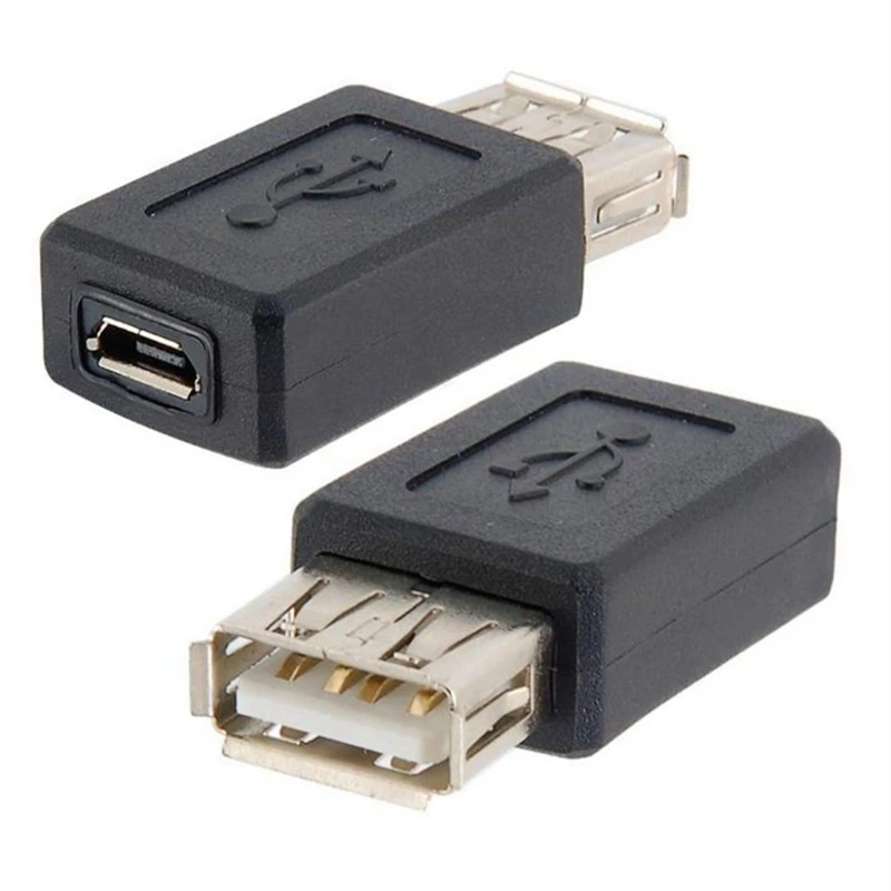 Wholesale Black USB 2.0 Type A female to Micro USB B female adapter plug converter USB 2.0 to micro USB connector good quality