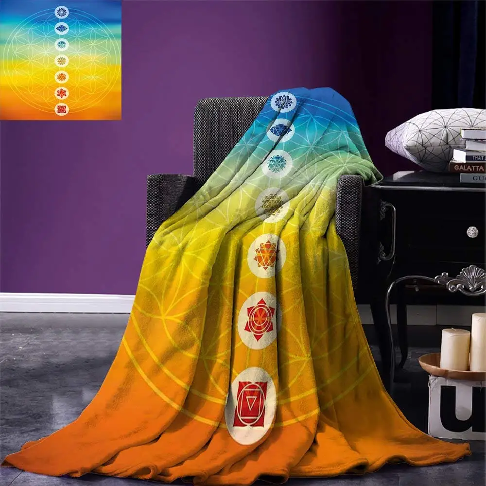 

Abstract Throw Blanket Gradient Toned Chakra Centers Spiritual Power Universe Harmony Religious Design Warm Winter Blanket