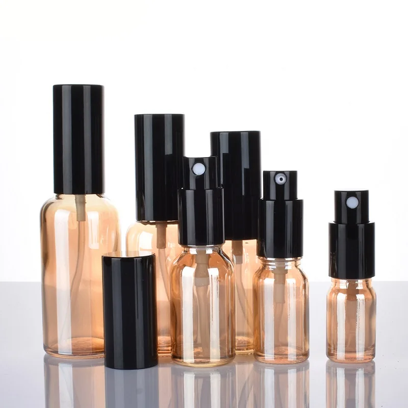 10~100ml Empty Glass Mist Spray Bottle Cosmetic Refillable Emulsion Lotion Pump Bottle Travel Gold Atomizer Spray Bottle 30pcs