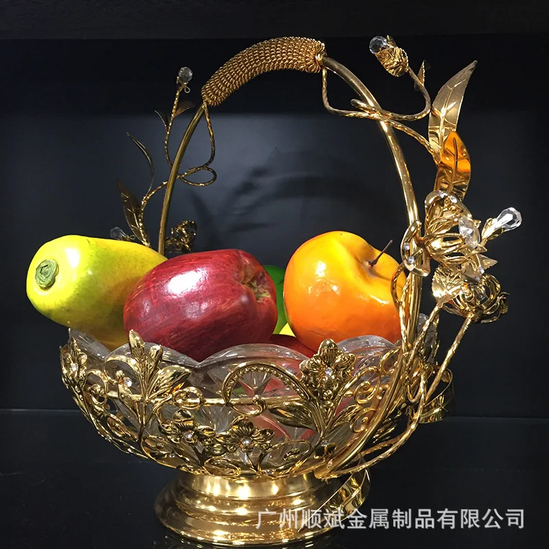 Wedding Basket European style diamond lace metal glass snack dry fruit snack fruit plate Hotel KTV luxury accessories