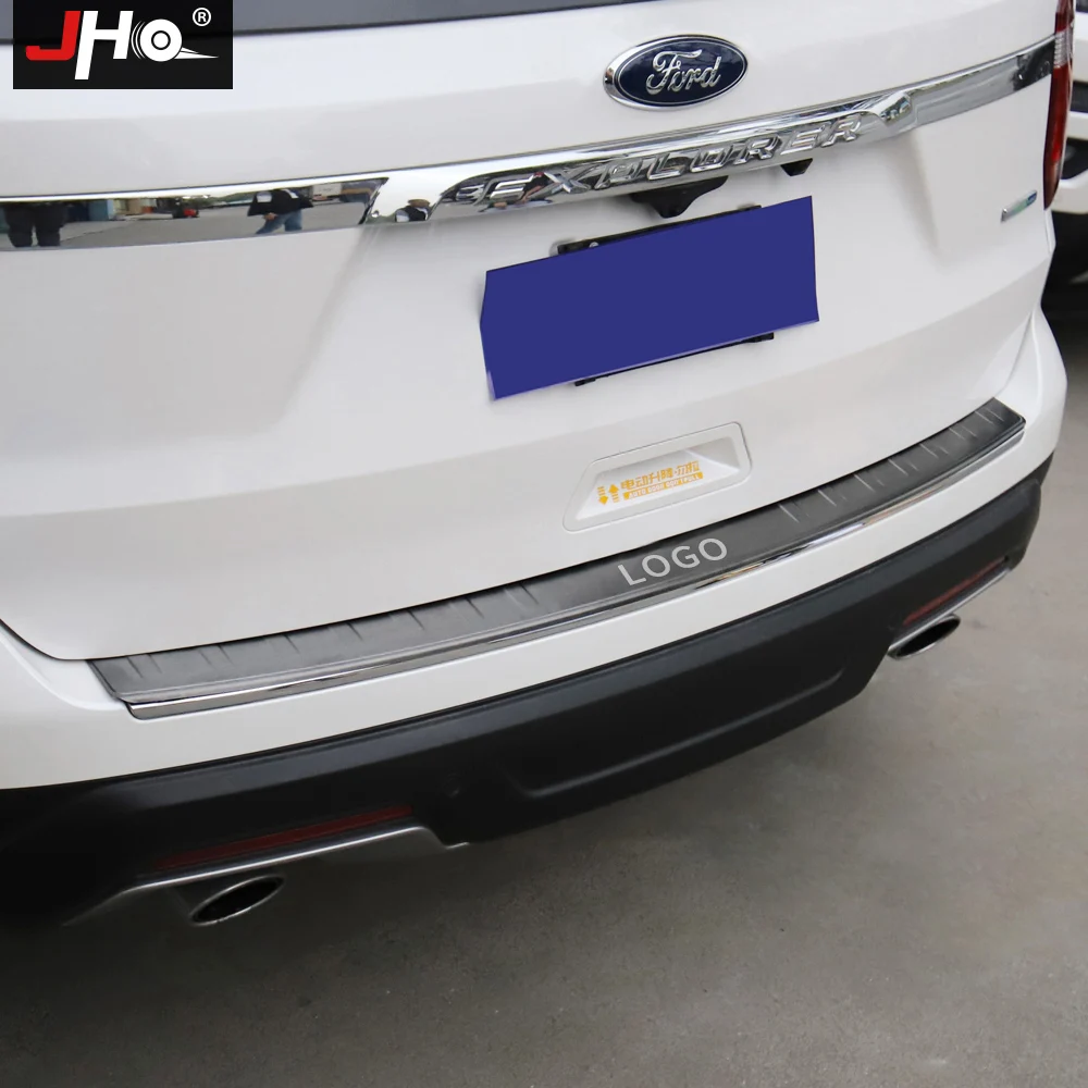 JHO Steel Built-in Rear Bumper Protector Cover Guard Sill Scuff Plate For Ford Explorer 2016-2019 2017 2018 Car Accessories