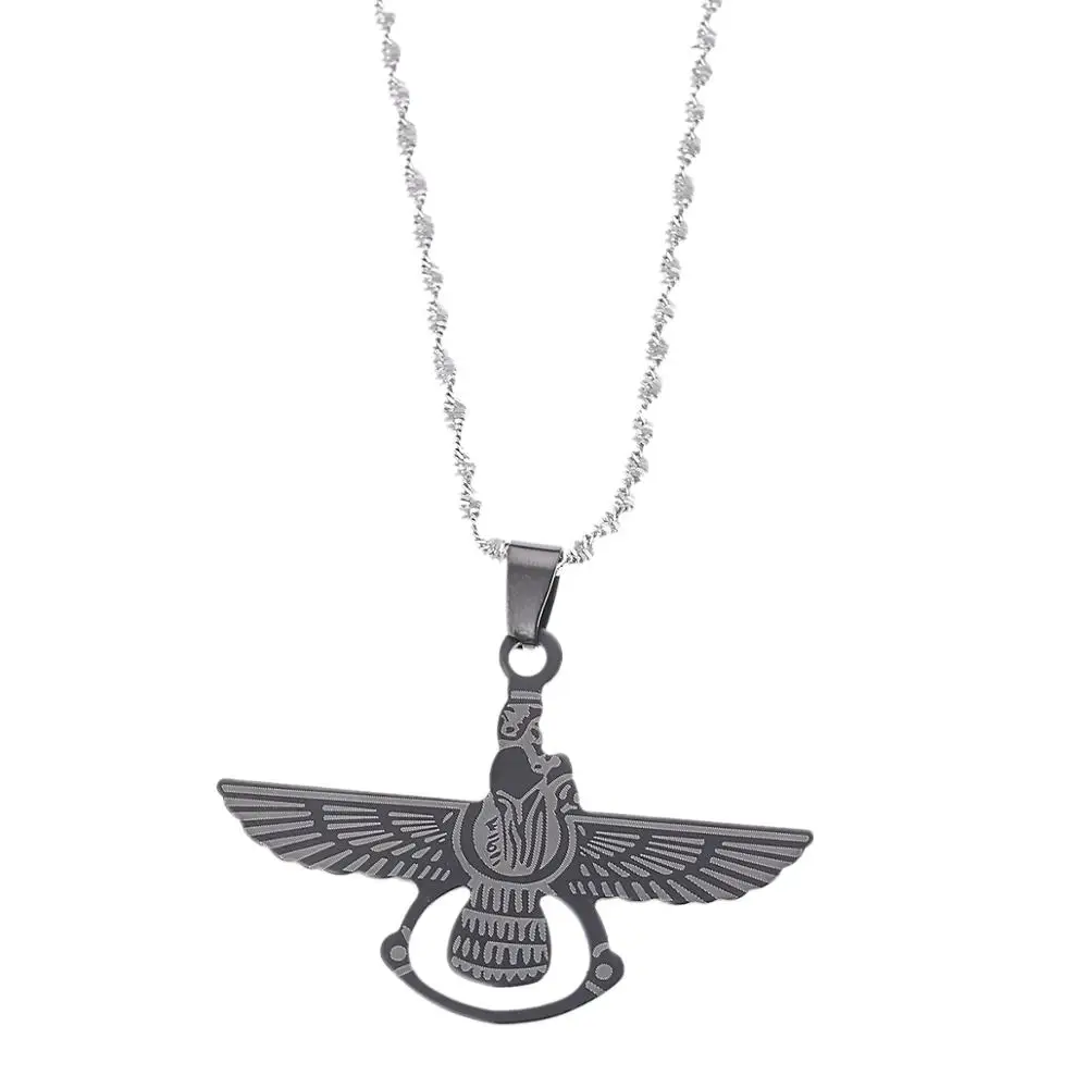 Stainless Steel Persian Zoroastrianism Farvahar Pendant Zarathustra Ahura Mazda Iranians Jewelry