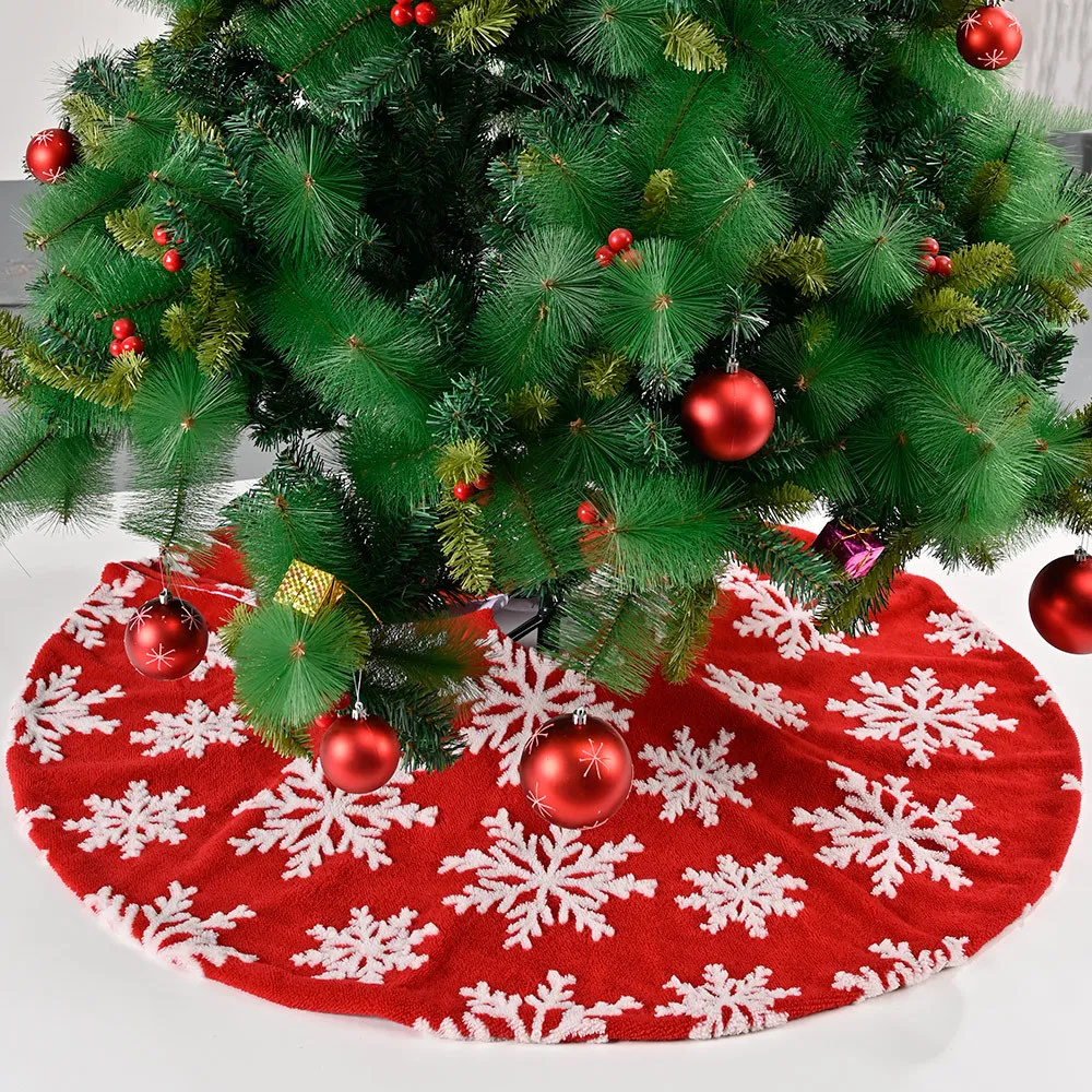 Snowflake Christmas Tree Skirt Christmas Party New Year Decoratives Flannelette Christmas Tree Skirt Home Festival Supplies