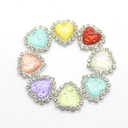 Lote de accesorios de joyería de lentejuelas de cristal con diamantes de imitación en forma de corazón, accesorios de ropa hechos a mano, 18MM, 10 unidades