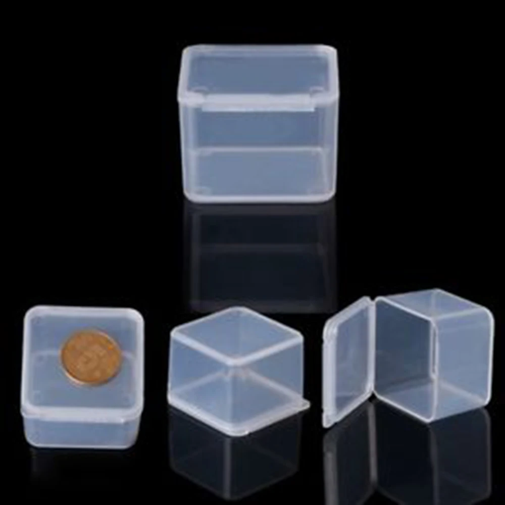 1PCS Plastic Transparent Storage Box Square Collection Container Case with Lid For Stationery Clips Washi Tape Jewelry