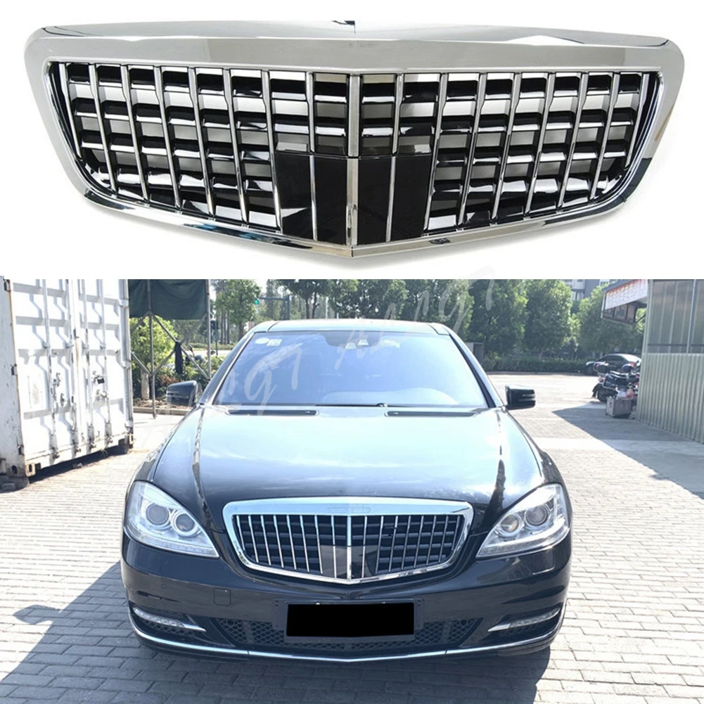 Car Front Racing Bumper Grill Facelift Grille Cover For Mercedes-Benz S-Class 2009-2011 For Maybach Style