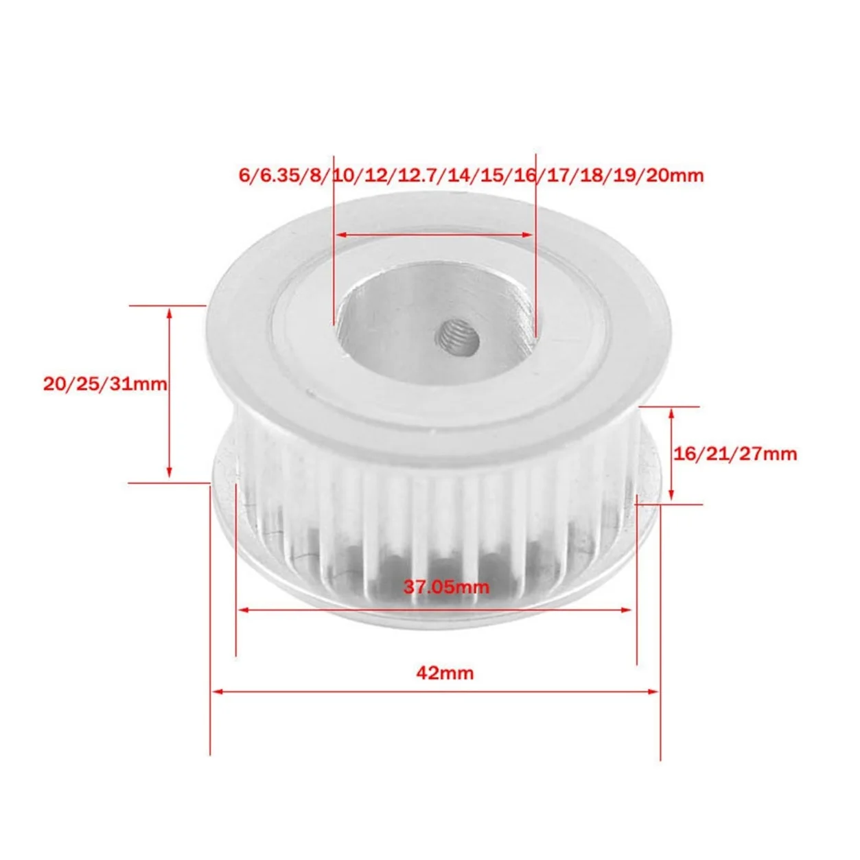 Arc 5M-24 Teeth Synchronous Timing Pulley, Bore 6/8/10/12/14/15/16/19/20mm, For Width 10/15/20/25mm HTD5M Belt, 24Teeth 24T
