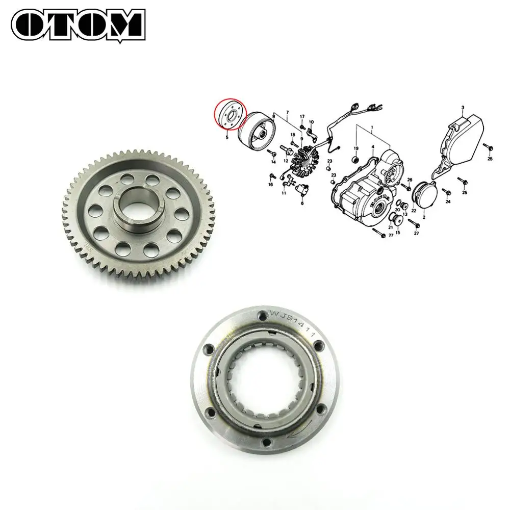 

OTOM For HONDA AX-1 NX250 Overrunning Clutch Motorcycle Engine Parts One Way Bearings Start Starter Clutch Overrunning Gear Kit