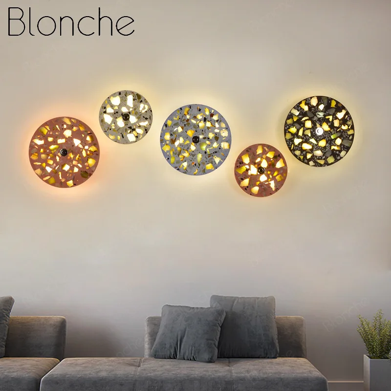 

Modern Terrazzo Wall Light Bedside Lamp Creative Wall Sconces Living Room Bedroom Corridor Stairs Led Light Fixtures Home Decor