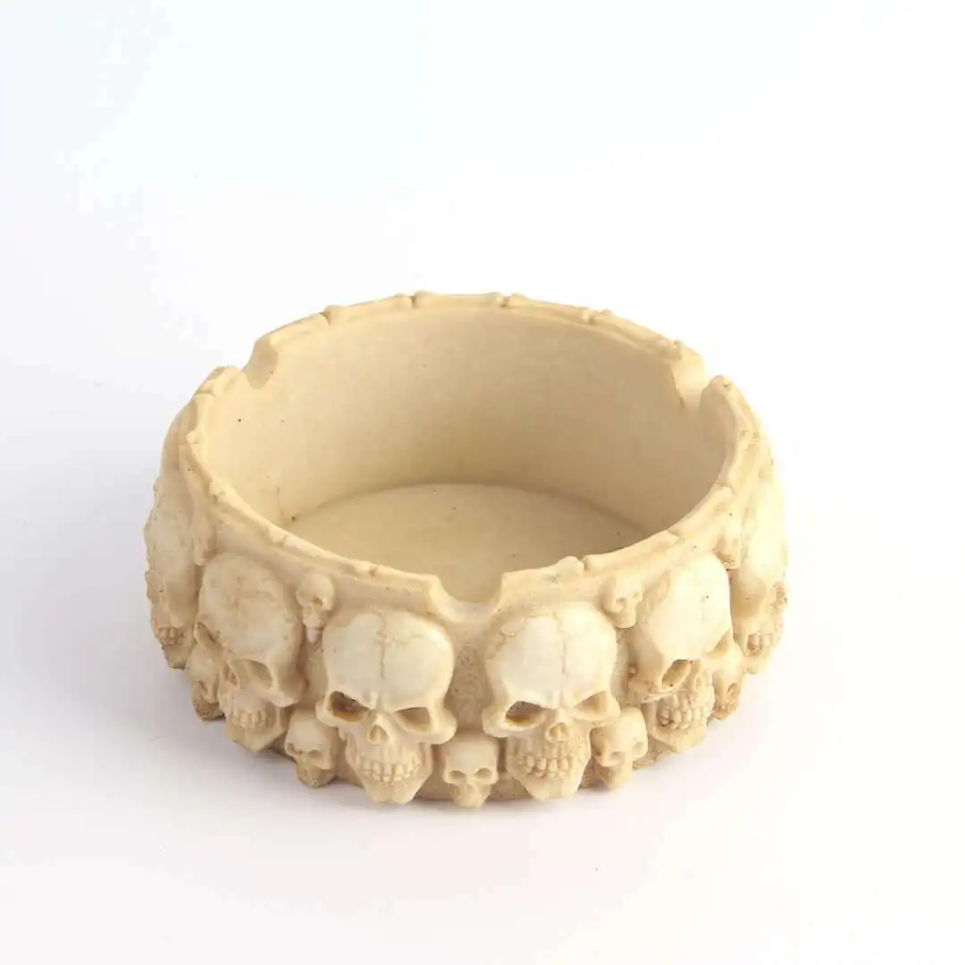 

Round Epoxy Resin Ashtray Making Silicone Candle Holder Molds DIY 3D Skull Tray Mould for Cement Plaster Pot Vase Decorating