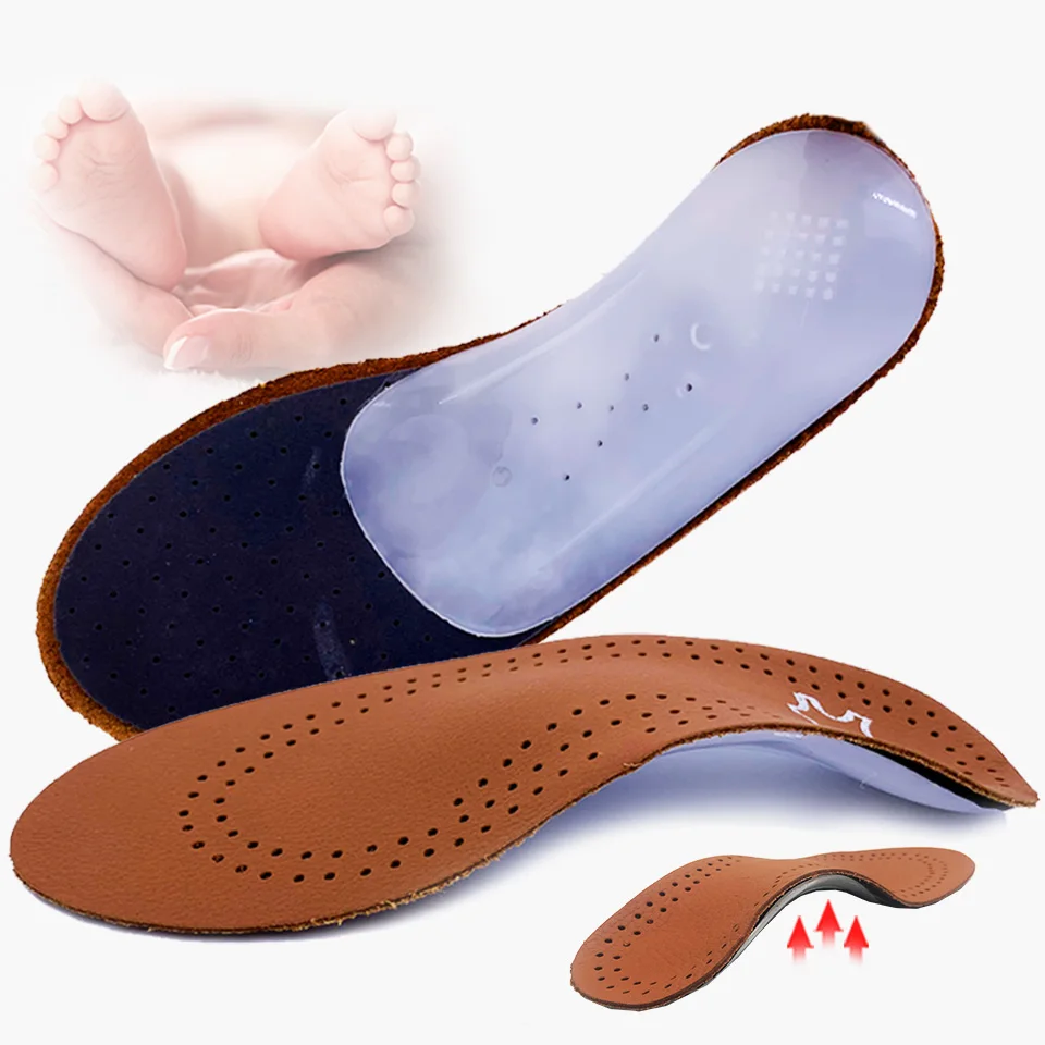 Leather orthotic insole for Flat Feet Arch Support orthopedic shoes sole Insoles for feet men and women and Children OX Leg