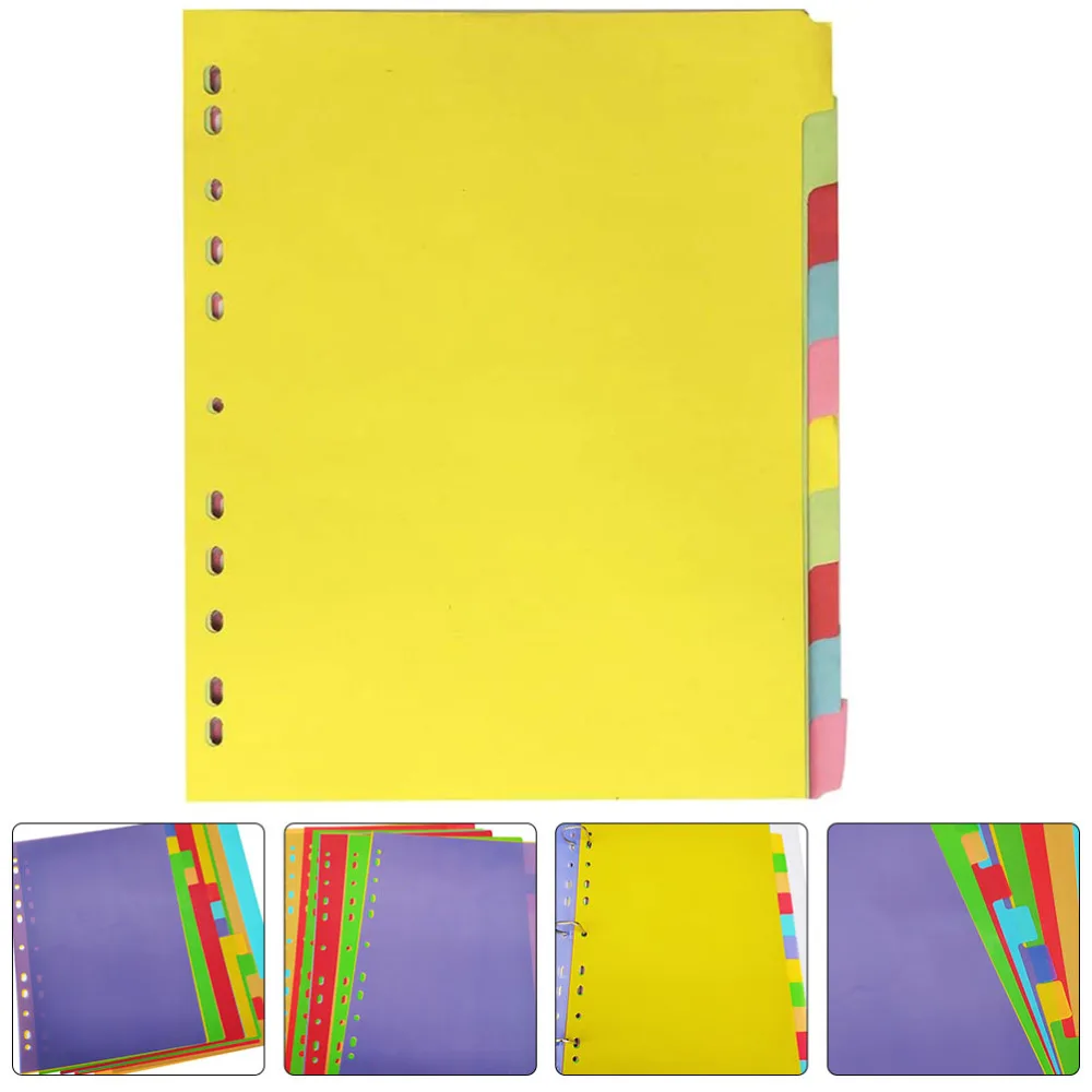 Dividers Holes Labels Binder Tabs Page Indexing Divider A4 Category Organizer Paper Colored Plastic Folder Subject Sorter