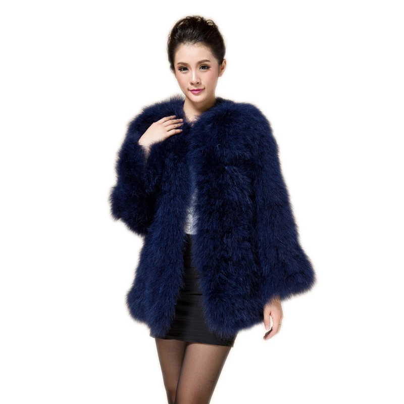 

70CM New Arrival Women Real Ostrich Fur Long Coat Casual Lady Natural Fur Jacket Turkey Feather C418-2