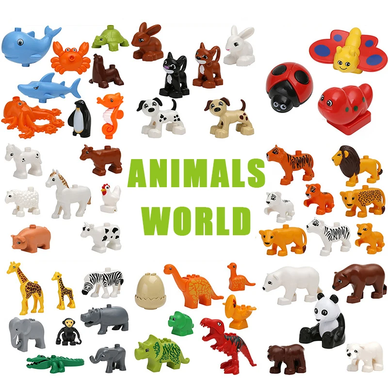 Big Animal Figures Compatible big Size Building Block DIY Cartoon Animal Brick Educational Toy For Children Xmas Gifts